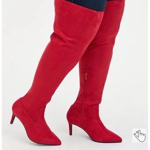 Torrid Red Faux Suede Knee Boots